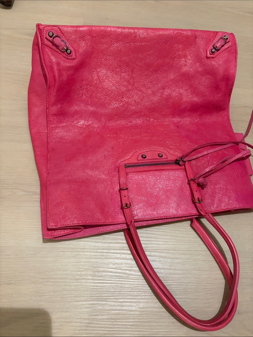 Balenciaga project Pink Leather Tote Bag 14x14"x5" - Picture 7 of 17